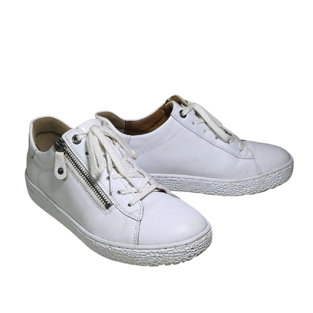 Hartjes Phil Low Top White Leather Zip Side Sneakers Womens Size 5